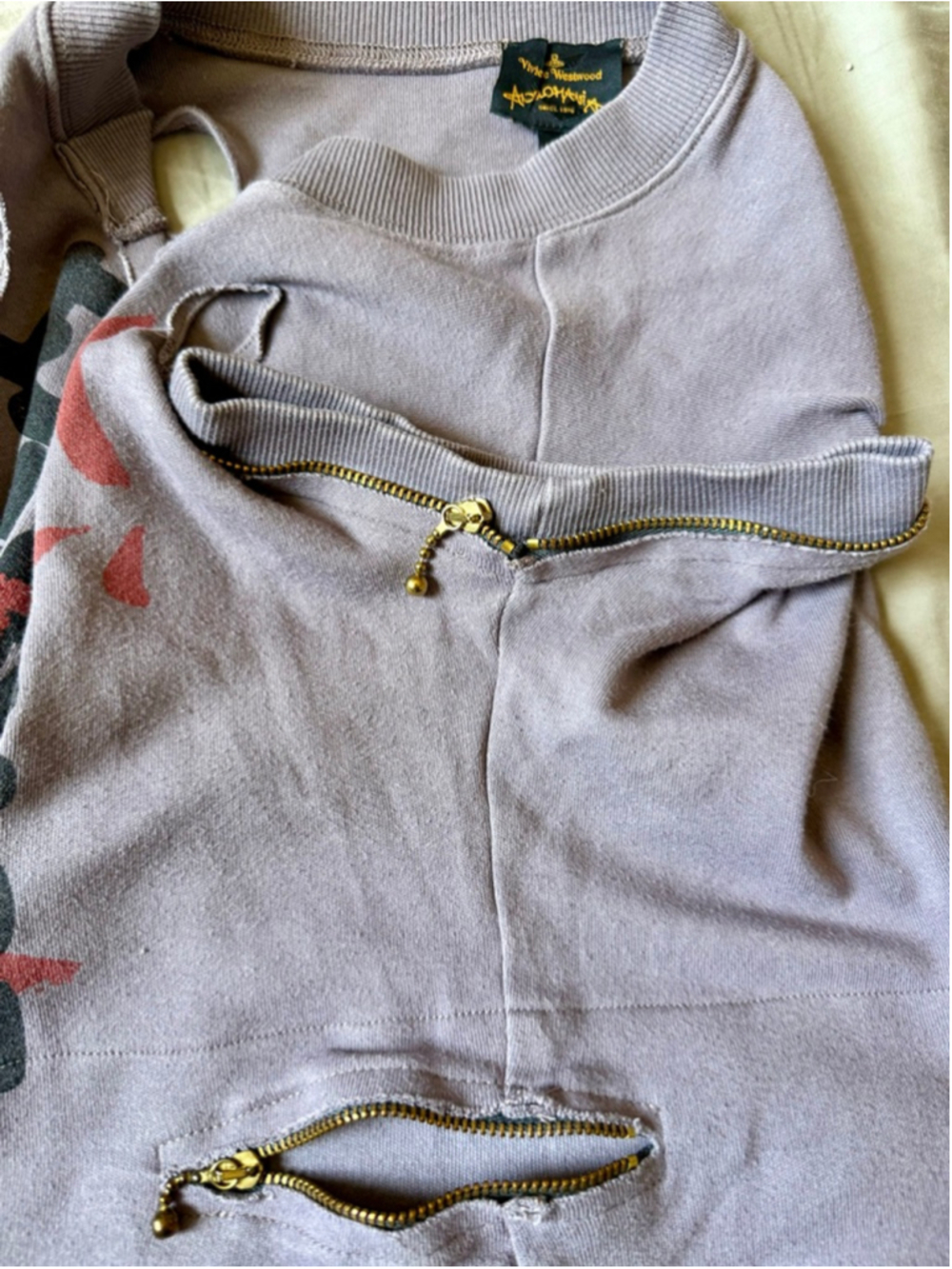 Vivienne Westwood Anglomania Distressed Zip Graphic Sweatshirt Size L Punk Rock - Picture 8 of 8